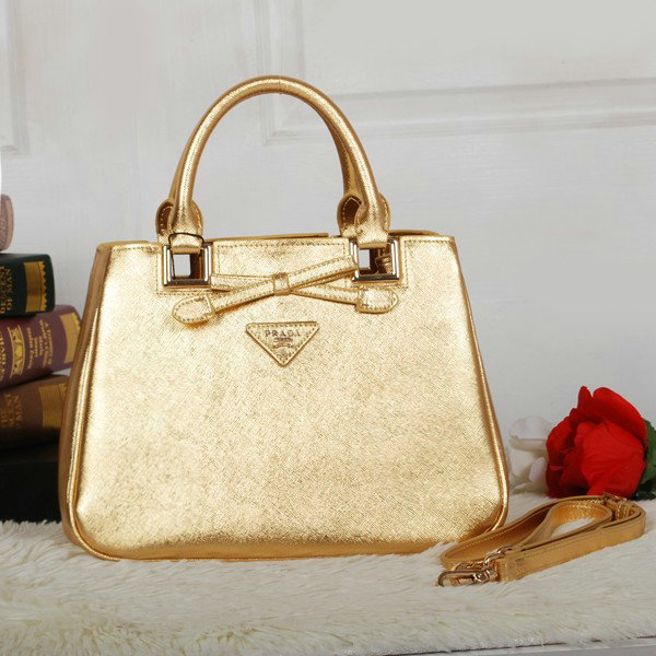 2014 Prada Fluorescence saffiano tote BN2245 gold